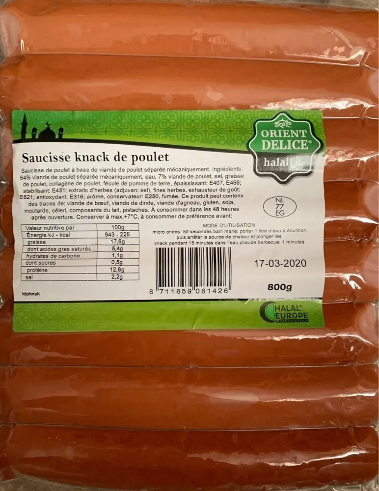Saucisse knack de poulet