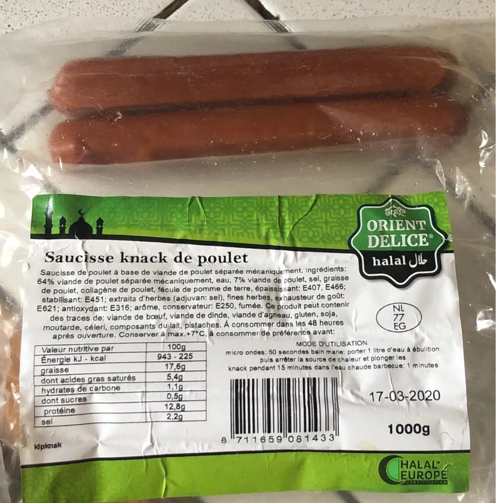 Saucisse knack poulet