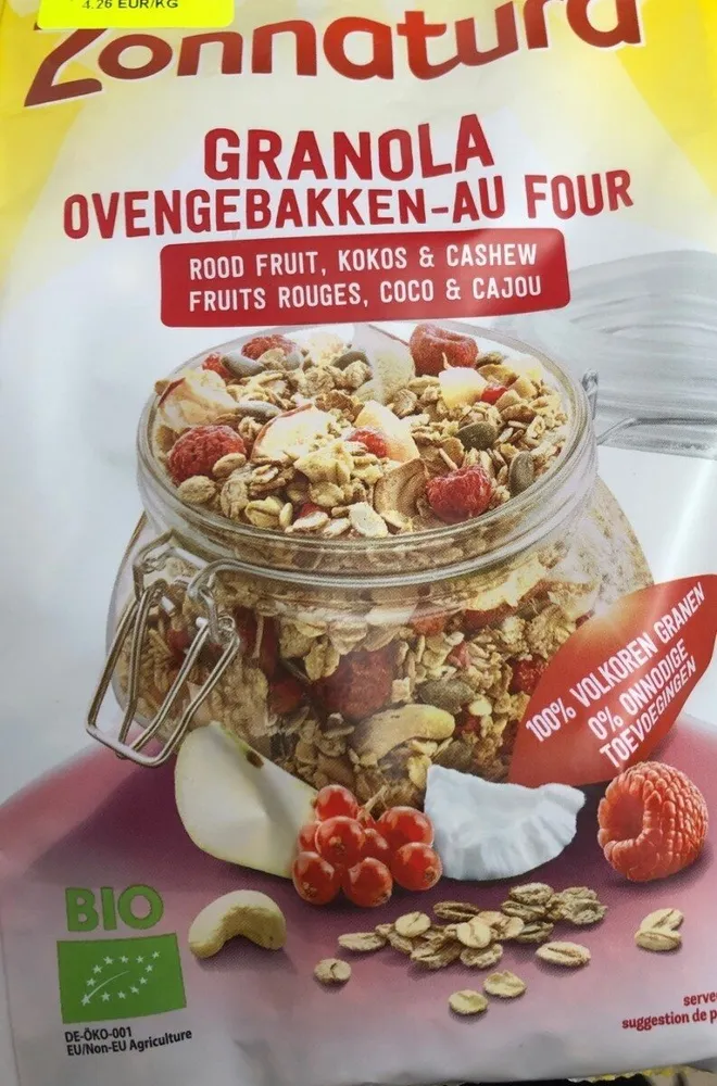 Granola ovengebakken rood fruit, kokos & cashew