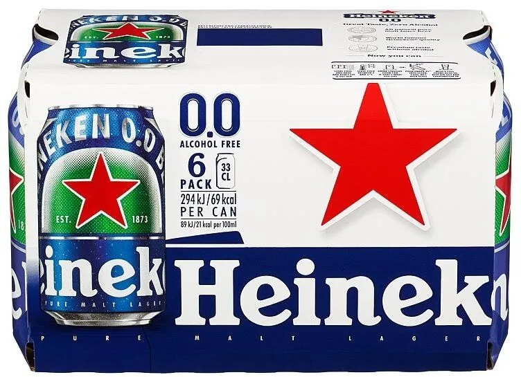 Heineken 0.0% Boks Alkoholfri, 6 x 0,33l, 1,98 l