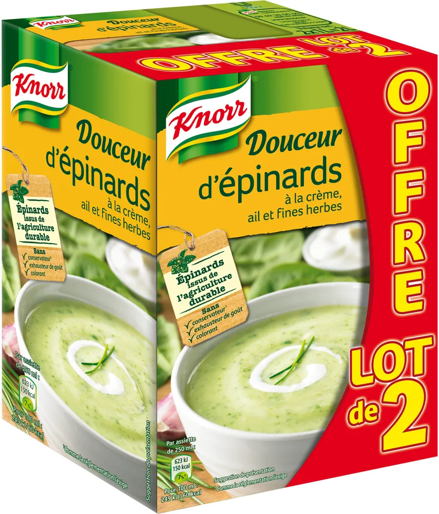 Knorr Douceur d'épinards à la crème, ail et fines herbes lot de