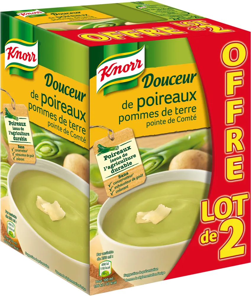 Knorr Soupe Douceur Poireaux Pommes De Terre Pointe De Comté lot de