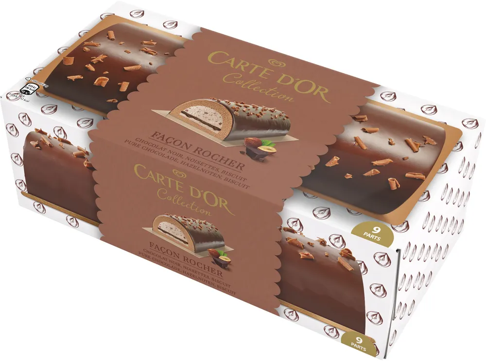 Carte D'or Collection Glace Buche Façon Rocher Chocolat Noir Noisette Biscuit 9 parts