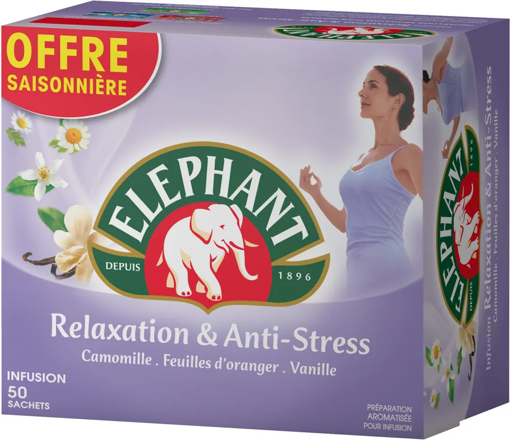 Elephant Tisane Relaxation & Anti-Stress Offre Saisonnière 50 Sachets