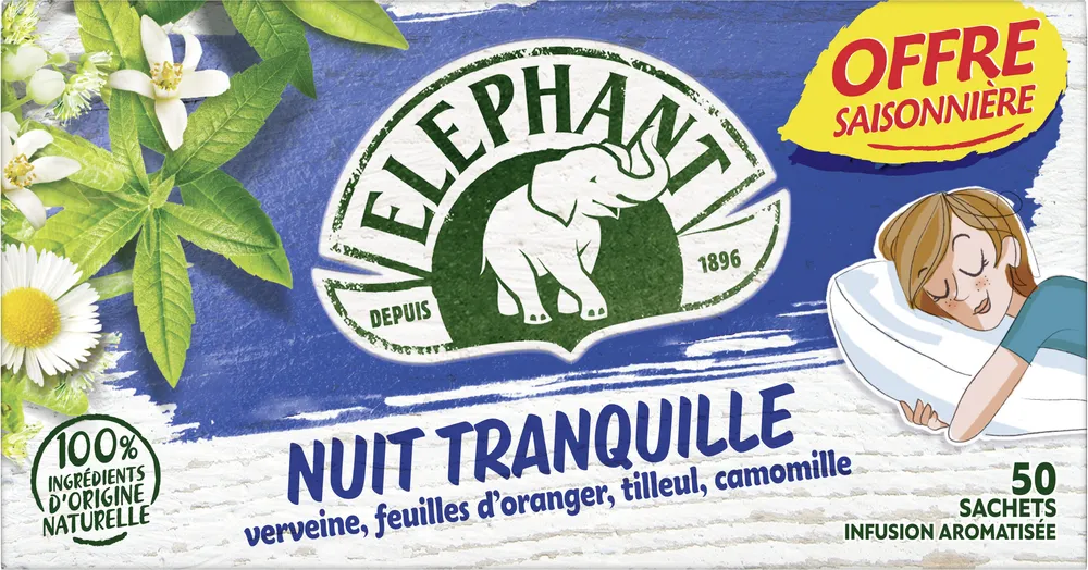 Elephant Tisane Nuit Tranquille Offre Saisonnière 50 Sachets