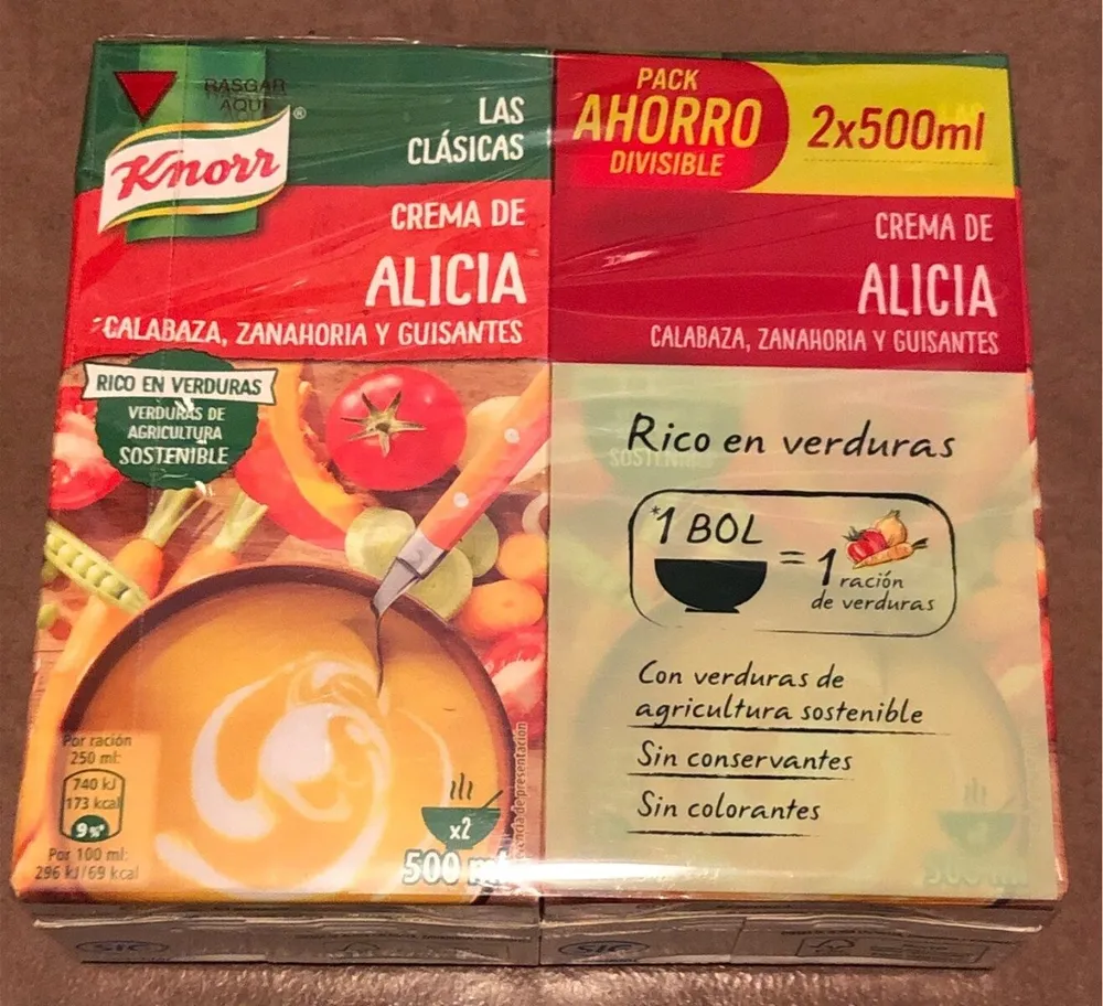 Crema De Calabaza Zanahoria Y Guisantes