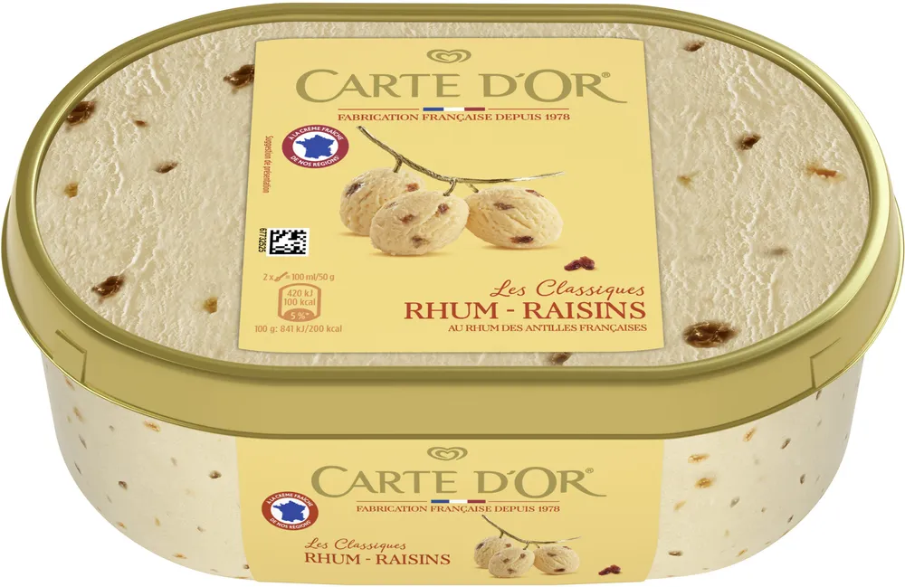 Carte D'or Les Authentiques Glace Rhum Raisins Bac