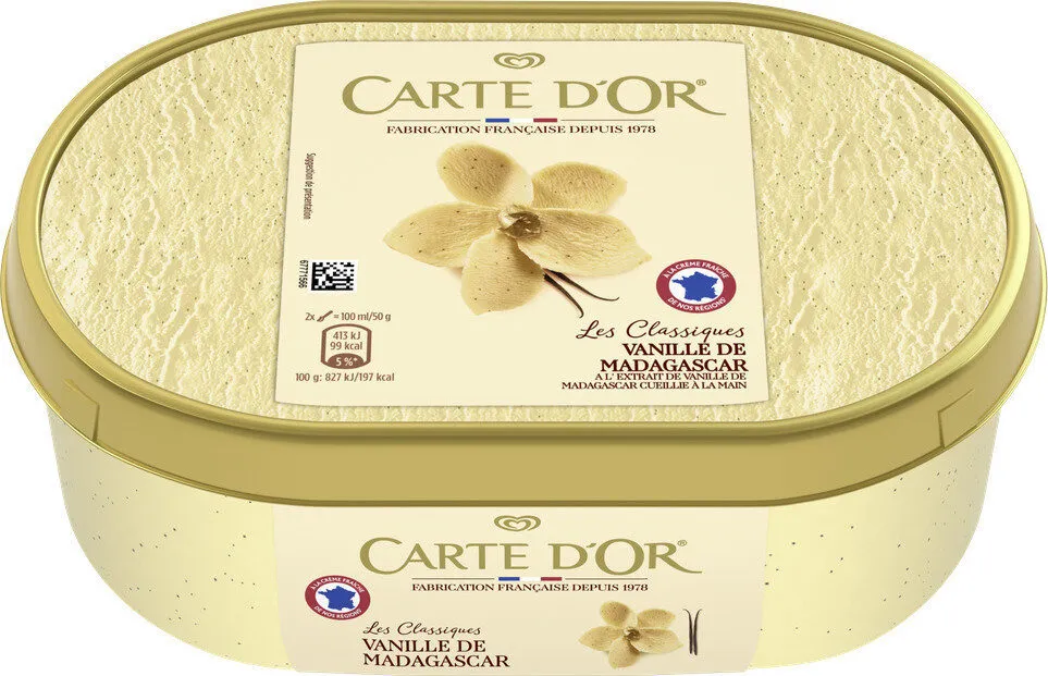Carte D'or Les Authentiques Glace Vanille de Madagascar Bac