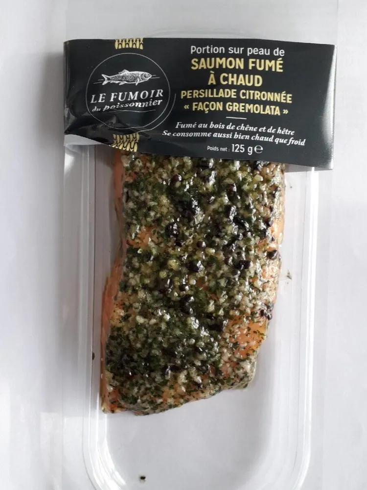 Saumon fumé à chaud, persillade citronnée "façon gremolata"