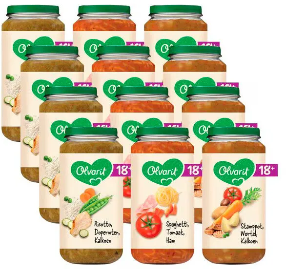 Olvarit 18+ Maanden Variatiemenu Maaltijd 12 x 250g