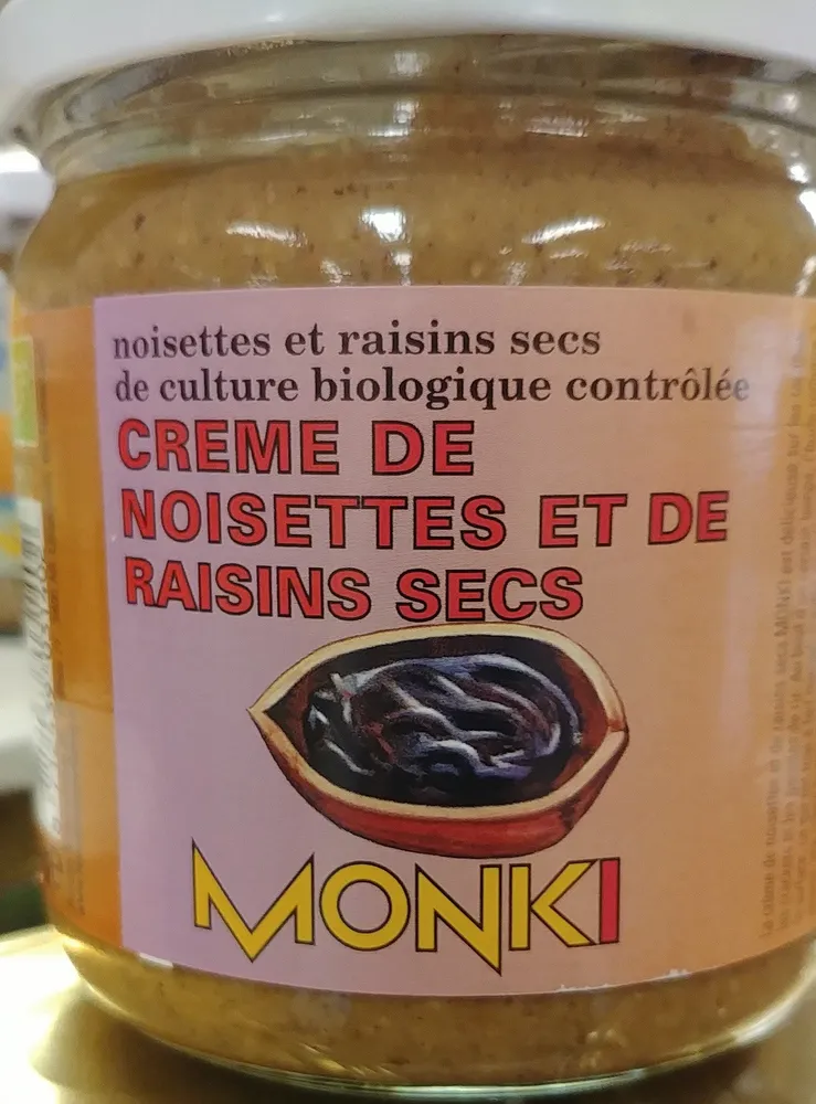 crème de noisettes et de raisins secs