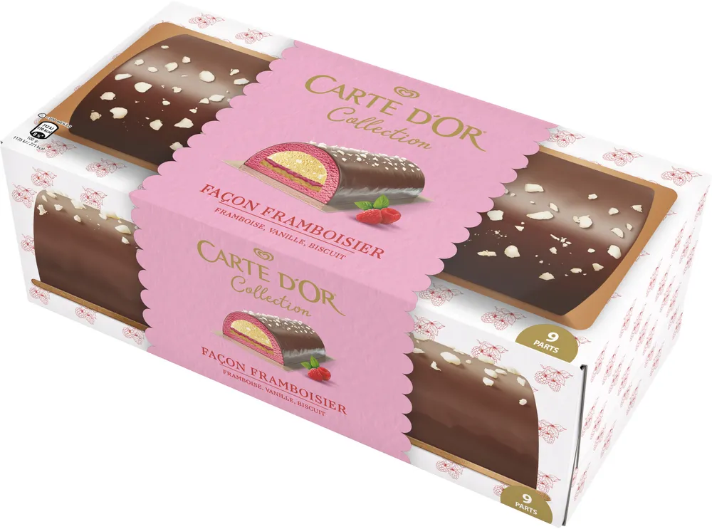 Carte D'or Façon Buche Glacée Façon Framboisier 9 parts 900ml