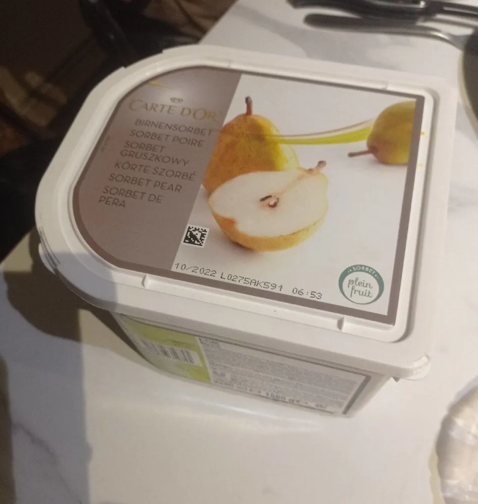 Sorbet Poire avec des morceaux de poire Williams Bac 2.4L