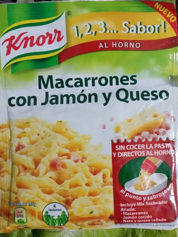 1, 2, 3... Sabor! Macarrones con jamón y queso