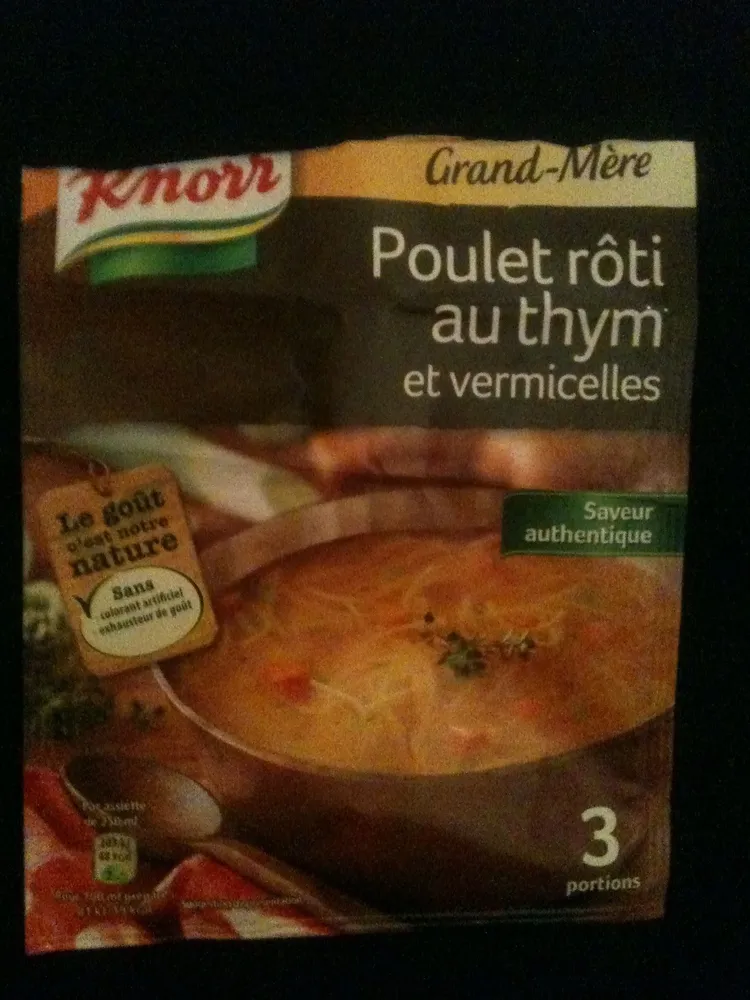 Soupe poulet rôti au thym
