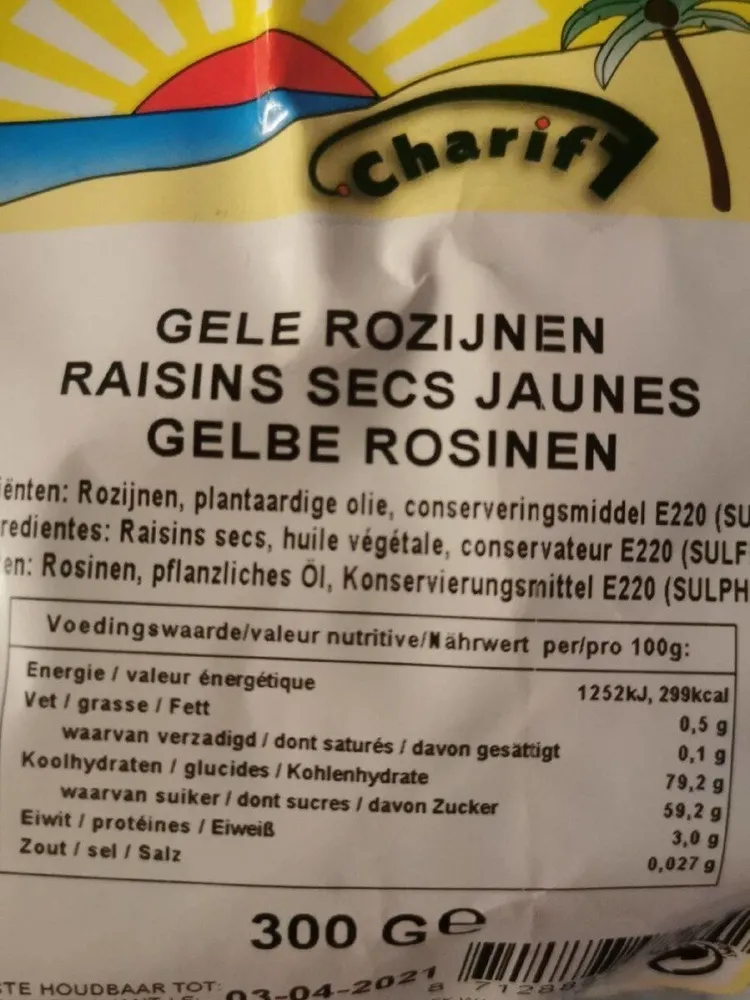 Raisins secs jaunes