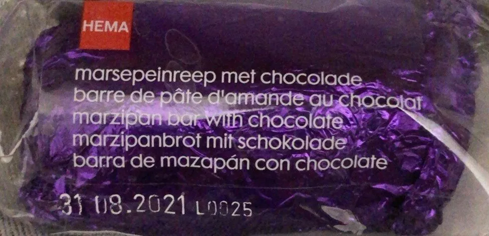 Barre de pâte d’amande au chocolat