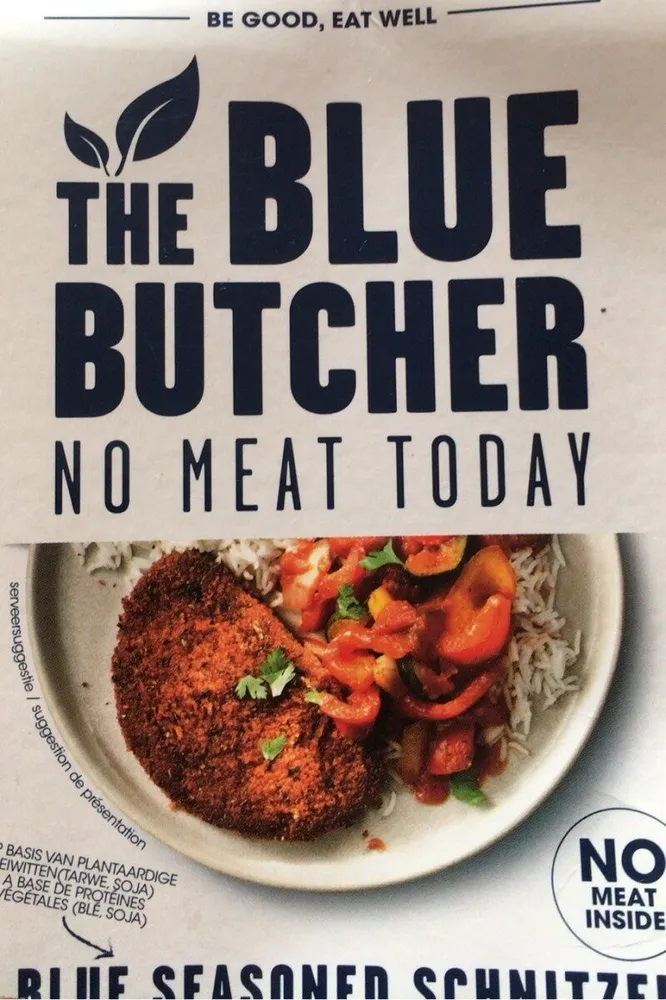 Blue seasoned schnitzel