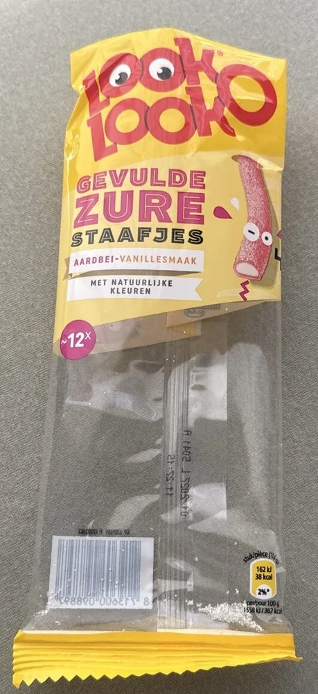 Look-O-Look Gevulde zure staafjes aardbei vanille
