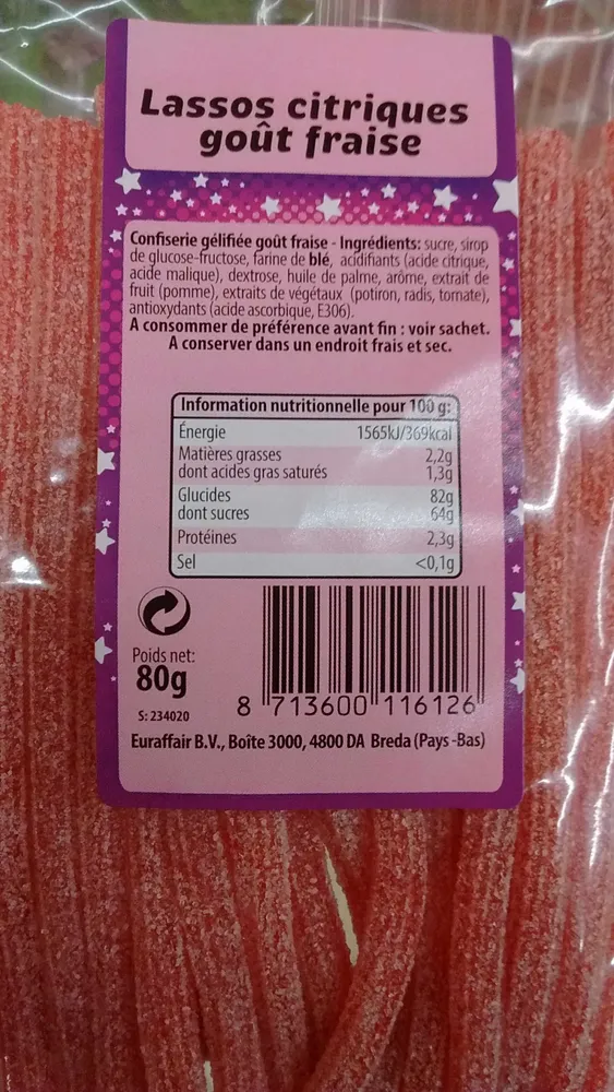 Lassos citriques goût fraise