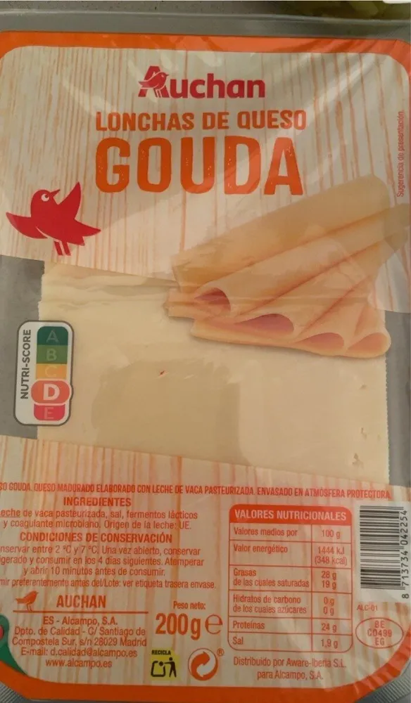Lonchas de queso gouda