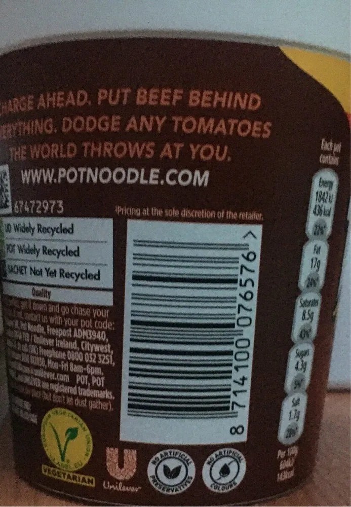 Pot Noodle Beef and Tomato