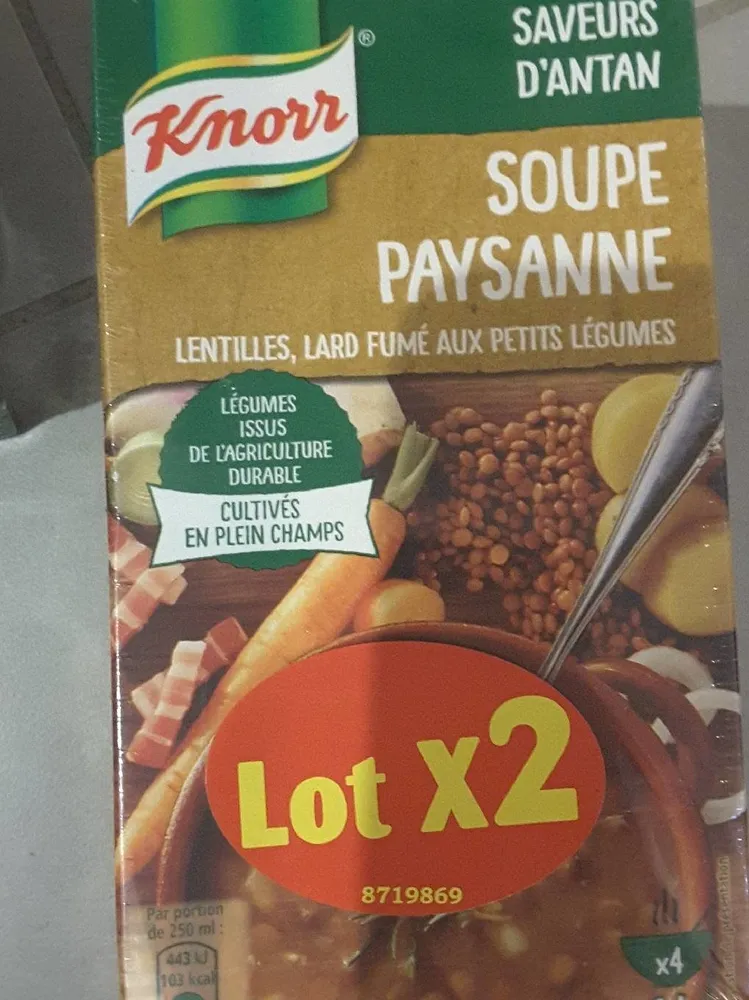 Soupe lentilles lard fumé