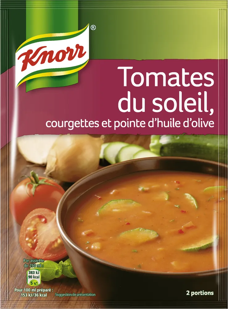 Knorr Soupe Tomates du Soleil Courgettes et Huile d'Olive 58g 3 Portions
