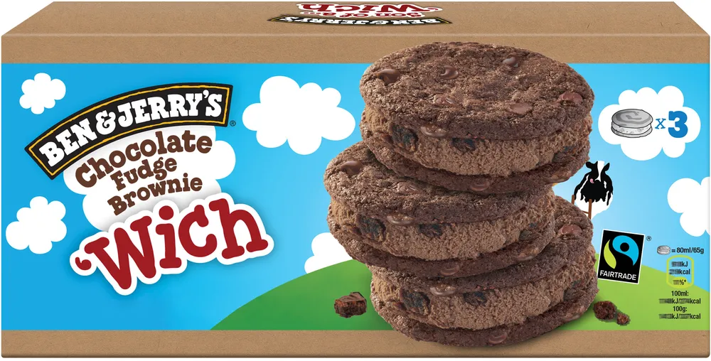Ben & Jerry's Glace Wich Chocolate Fudge Brownie x3 240ml
