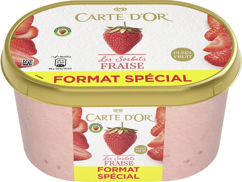 Carte D'or Sorbet Plein Fruit Fraise 1300ml