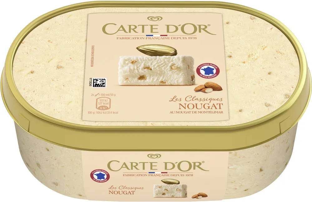 Carte D'or Les Authentiques Glace Nougat de Montélimar Bac 1L