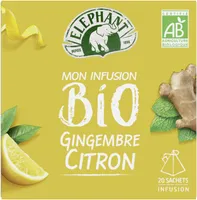 Elephant Mon Infusion Bio Gingembre Citron 20 Sachets Pyramid®