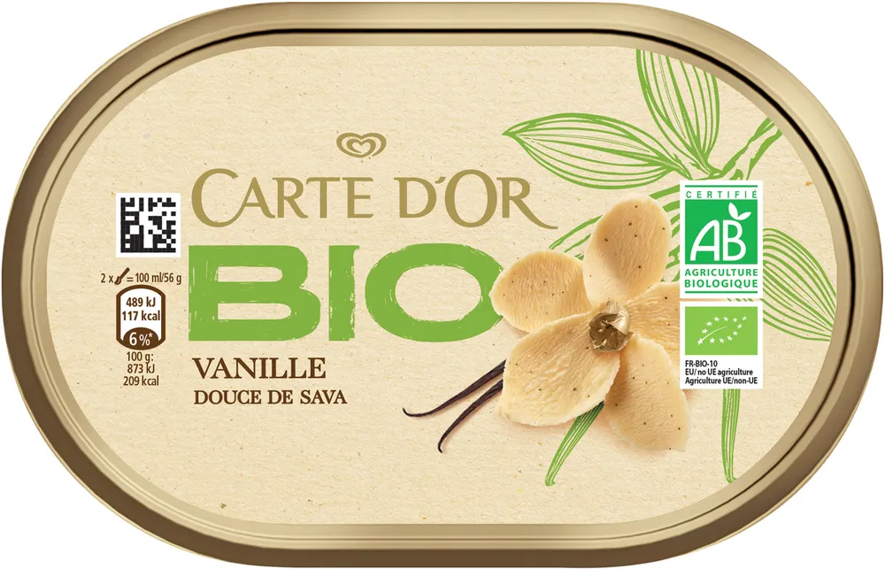 CARTE D'OR Glace Crème Glacée Bio Vanille Douce de Sava 450ml