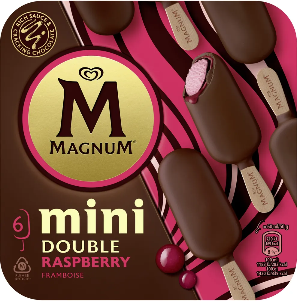 Magnum Glace Bâtonnet Mini Double Framboise 6x60ml