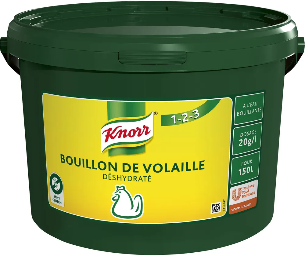 Knorr 123 Bouillon de Volaille Déshydraté Seau 3kg