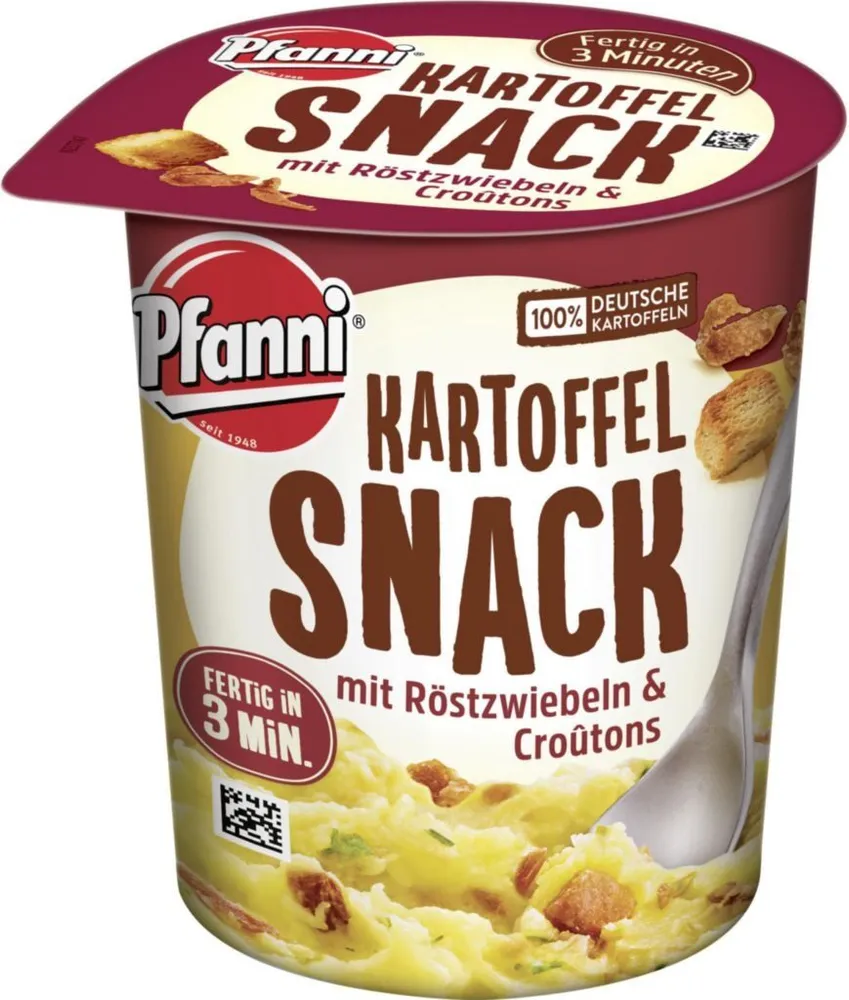 Kartoffel Snack mit Röstzwiebeln & Croûtons
