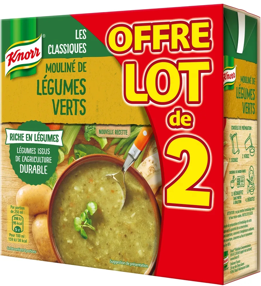 Knorr Soupe Mouliné de Légumes Verts 50cl Lot x 2