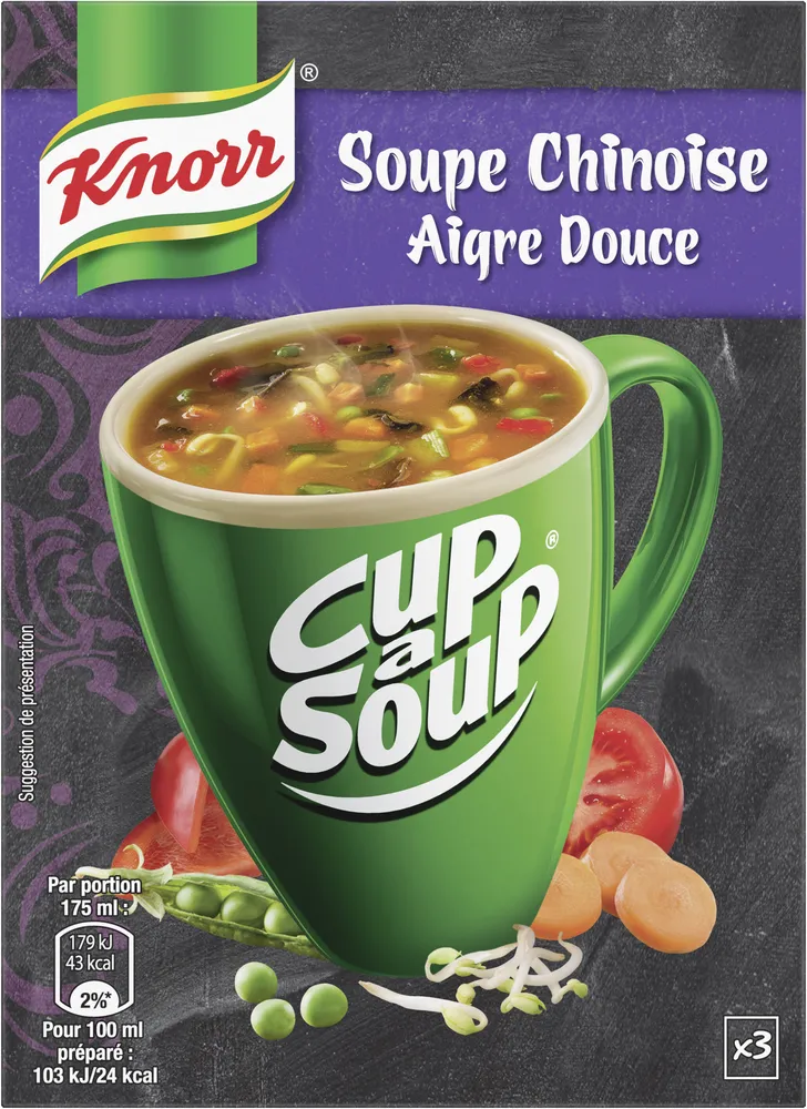 Knorr Cup A Soup Soupe Chinoise Aigre Douce 36g 3 Sachets