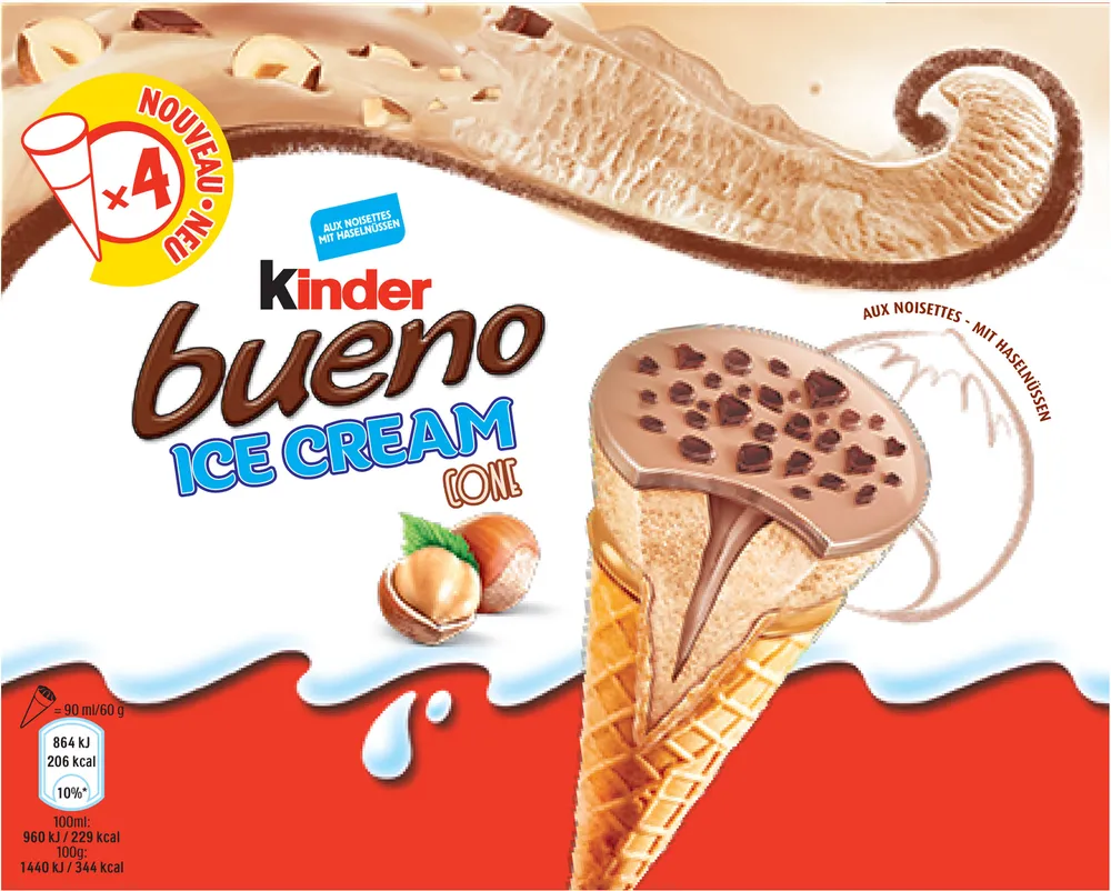 KINDER Bueno Glace Cornet aux Noisettes et Chocolat
