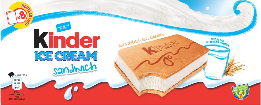 KINDER Glace Sandwich Céréales et Lait