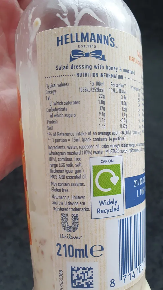 Salad Dressing with Honey & Mustard
