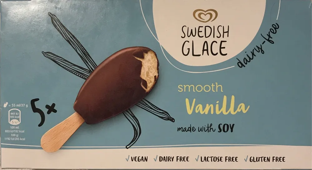 Glace au soja vanille enrobée au cacao maigre