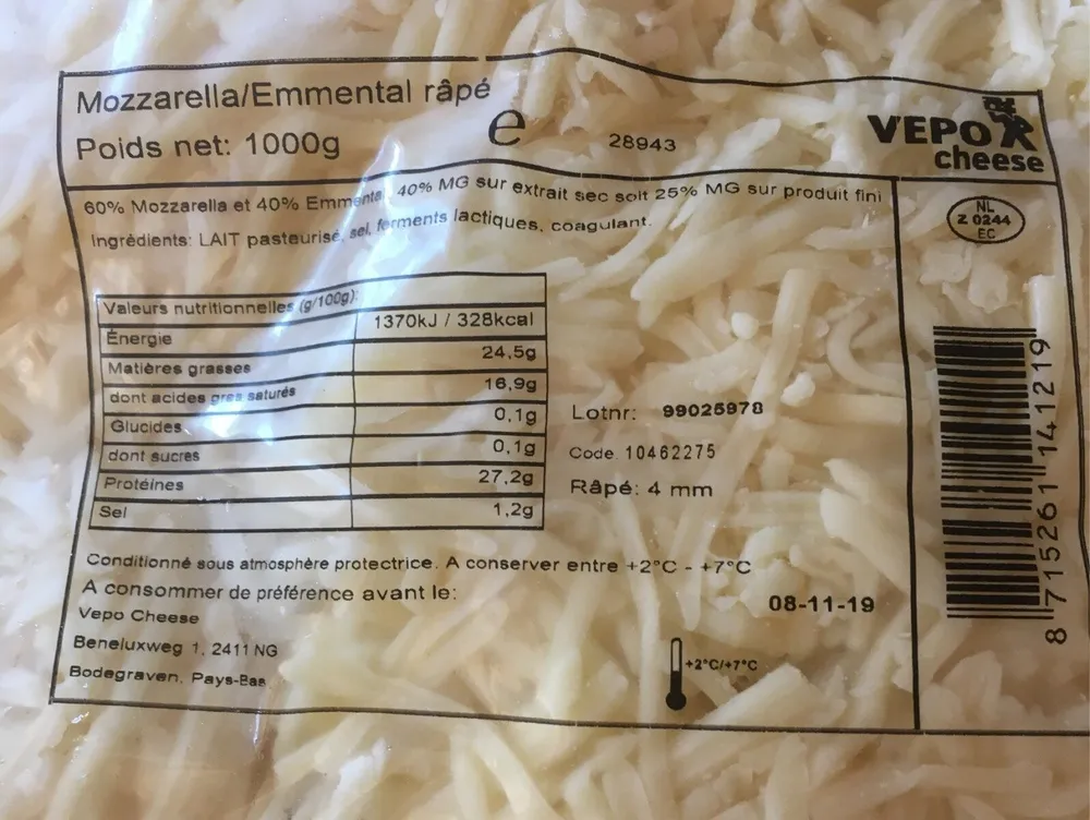 Mozzarella/emmental râpé