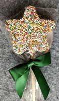 Vollmilch Schokoladen Lutscher-Stern mit bunten Zuckerperlen