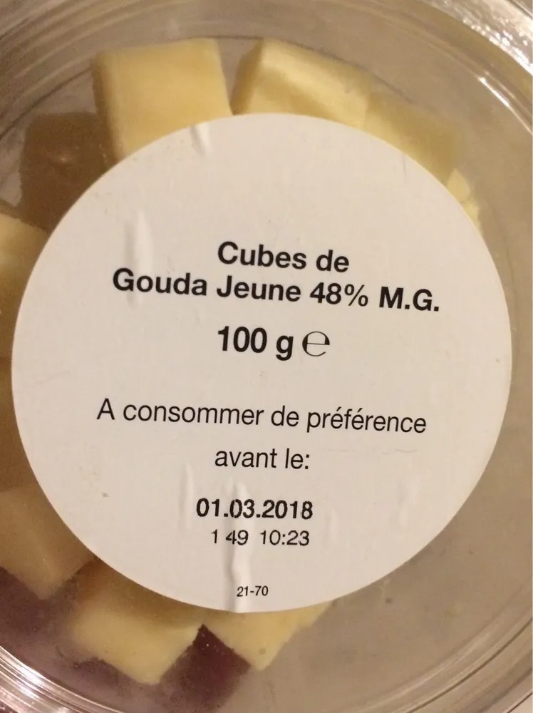 Cubes de Gouda Jeune 48%
