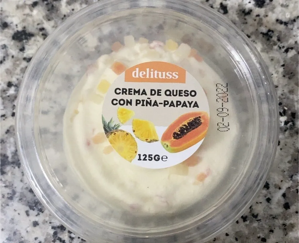 Crema de queso con piña-papaya