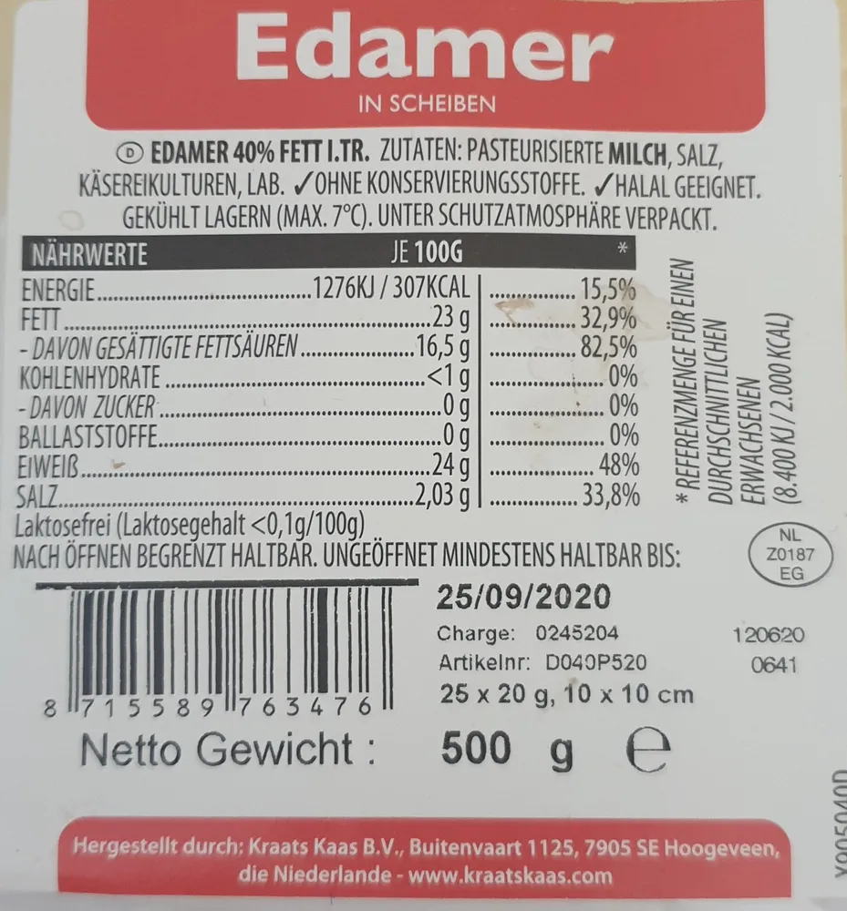 Edamer in Scheiben