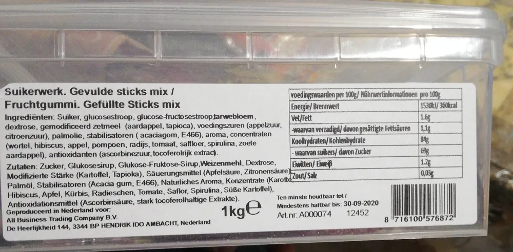 Bonbons sticks gélifiés