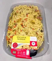 Singapur-Nudeln mit Gemüse, Schinkenwurst und Ei