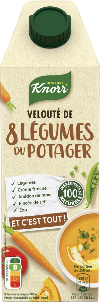 Knorr Soupe Liquide Velouté de 8 Légumes du Potager 750ml